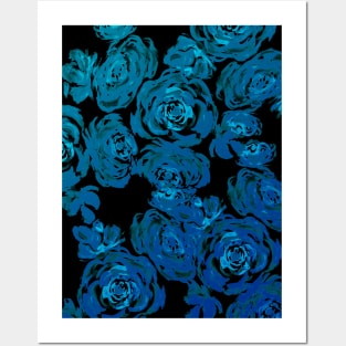 Blue Peonies Floral Pattern Posters and Art